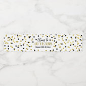 Proficiat aan 40 Jaar Zwart Goud Confetti Verjaard Waterfles Etiket (Enkel label)