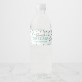 Proficiat aan 50 Jaar Aqua Silver Confetti Verjaar Waterfles Etiket (Voorkant)