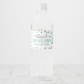 Proficiat aan 50 Jaar Aqua Silver Confetti Verjaar Waterfles Etiket (Voorkant)