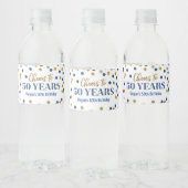 Proficiat aan 50 Jaar Blauw Goud Confetti Verjaard Waterfles Etiket (Flessen)