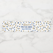 Proficiat aan 70 Jaar Blauw Goud Confetti Verjaard Waterfles Etiket (Enkel label)