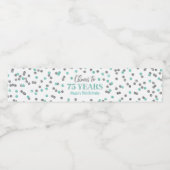 Proficiat aan 75 Jaar Aqua Silver Confetti Verjaar Waterfles Etiket (Enkel label)