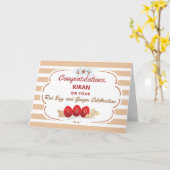 Proficiat aan Baby Red Egg en Ginger Stripes Kaart (Gele Bloem)