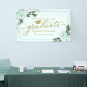 Proficiat aan de Afstuderen Blauwgroen Floral Afst Spandoek
