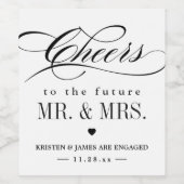 Proficiat aan de toekomstige MR en MRS Verloving Wijn Etiket (Enkel label)