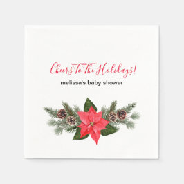 Proficiat aan de vakantie rode poinsettia pinecone servet