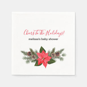 Proficiat aan de vakantie rode poinsettia pinecone servet