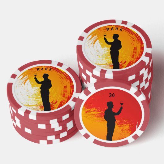 Proficiat aan een ander jaar (man) poker chips (Opstapeling)