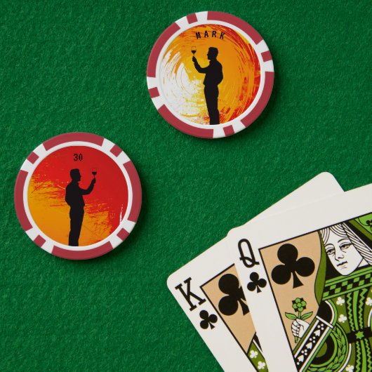 Proficiat aan een ander jaar (man) poker chips (Pokertafel (Dubbel))