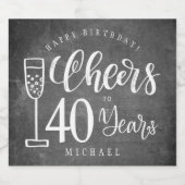 Proficiat aan elke leeftijd krijtbord mannen happy sparkling wijnetiket (Enkel label)