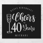 Proficiat aan elke leeftijd typografie mannen happ sparkling wijnetiket (Enkel label)