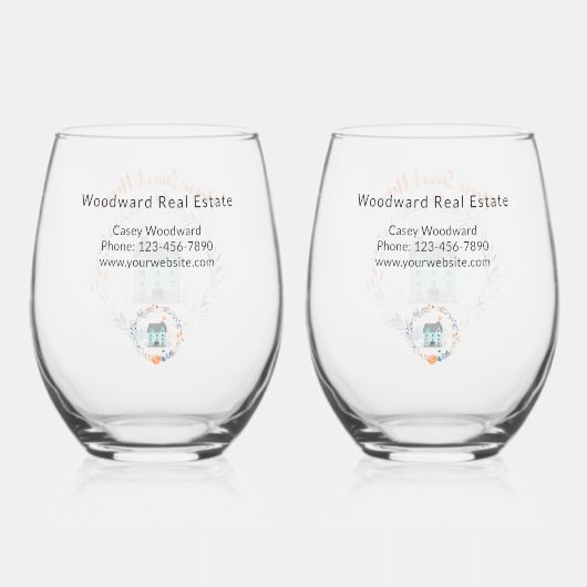 Proficiat aan Home Sweet Home Realtor Gefeliciteer Wijnglas Zonder Voet (Achterkant)