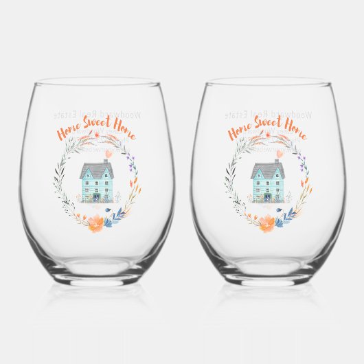 Proficiat aan Home Sweet Home Realtor Gefeliciteer Wijnglas Zonder Voet (Voorkant)