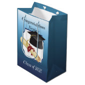 Proficiat aan neef die afgestudeerd is medium cadeauzakje (Voorkant Gekanteld)