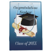 Proficiat aan neef die afgestudeerd is medium cadeauzakje (Voorkant)