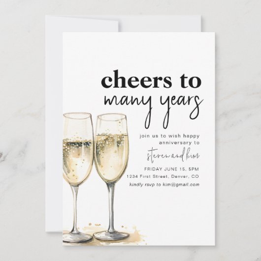 Proficiat aan vele jaren Jubileum Party Invite Kaart (Voorkant)