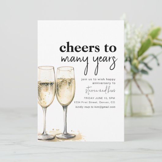 Proficiat aan vele jaren Jubileum Party Invite Kaart (Staand voorkant)