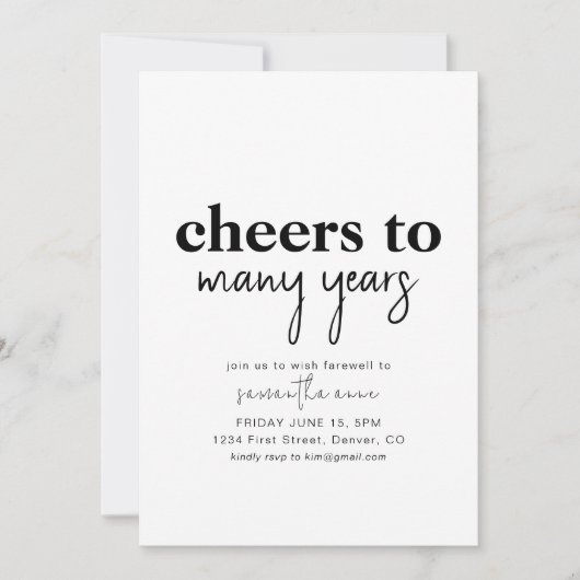 Proficiat aan vele jaren Pensioen Partij Uitnodige Kaart (Voorkant)