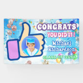 Proficiat duimen omhoog Je deed het Ballon Confett Spandoek (Horizontaal)