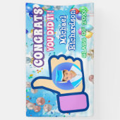 Proficiat duimen omhoog Je deed het Ballon Confett Spandoek (Verticaal)