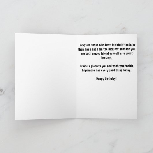 Proficiat en Beer Broer Verjaardag Kaart (Binnen)