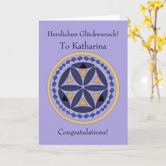 Proficiat in het Duits Kaart (Gele Bloem)