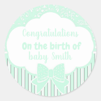 Proficiat met de geboorte van ronde sticker