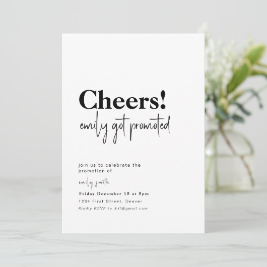 Proficiat, Promotie Nieuwe Job Party Uitnodigen Kaart (Staand voorkant)