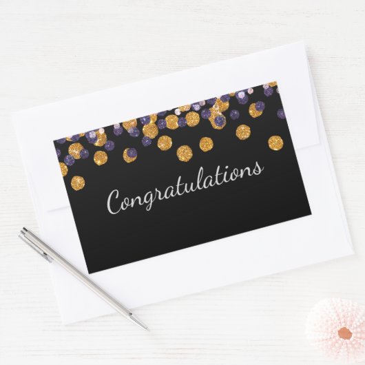 Proficiat Sparkle Rechthoekige Sticker (Envelop)