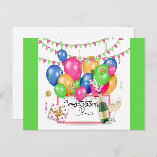 Proficiat viering briefkaart (Voorkant / Achterkant)