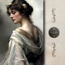  profiel Meisje in Ivoor Decoupage Tissuepapier