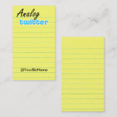 Profiel/notitiekaart! AnalogTwtr yelbk bekleed Visitekaartje (Voorkant / Achterkant)