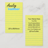 Profiel/notitiekaart! AnalogTwtr yelbkinfo Visitekaartje (Voorkant / Achterkant)