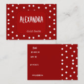 Profiel Persoonsnaam Kaart Retro Rood Wit Vlek Visitekaartje (Voorkant / Achterkant)