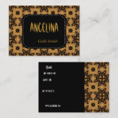 Profiel Persoonsnaam Kaart Retro Zwart Goud Visitekaartje (Voorkant / Achterkant)