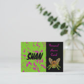 Profiel Persoonsnaam Kaart Roze Groene Kever Visitekaartje (Staand voorkant)