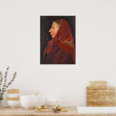 Profiel Portret Vrouw in Rood Poster (Keuken)