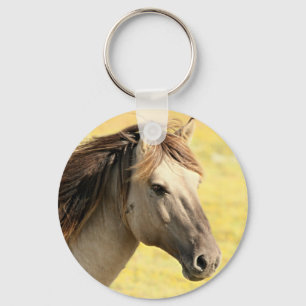 Profiel van beige paarden sleutelhanger