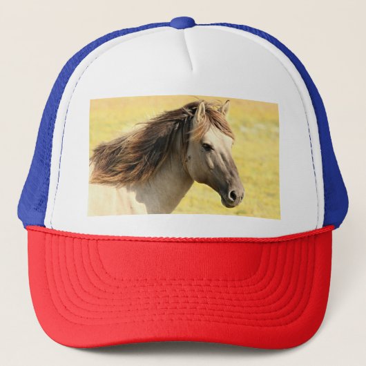 Profiel van beige paarden trucker pet (Voorkant)