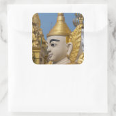 Profiel van Boeddhabeeld Vierkante Sticker (Tas)