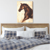 Profiel van bruine wilde paarden canvas afdruk (Insitu (Slaapkamer))