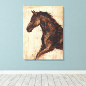 Profiel van bruine wilde paarden canvas afdruk (Insitu (Houten vloer))
