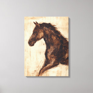 Profiel van bruine wilde paarden canvas afdruk