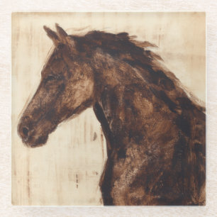 Profiel van bruine wilde paarden glazen onderzetter