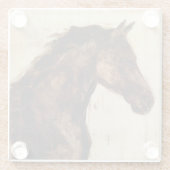 Profiel van bruine wilde paarden glazen onderzetter (Achterkant)