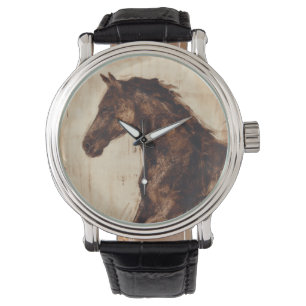Profiel van bruine wilde paarden horloge