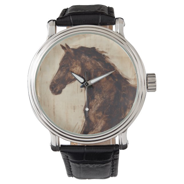 Profiel van bruine wilde paarden horloge (Voorkant)
