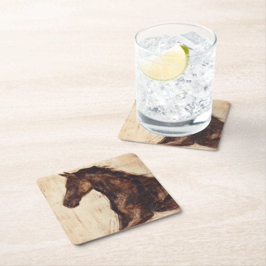 Profiel van bruine wilde paarden kartonnen onderzetters (Insitu)