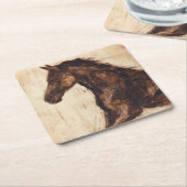 Profiel van bruine wilde paarden kartonnen onderzetters (Schuin)