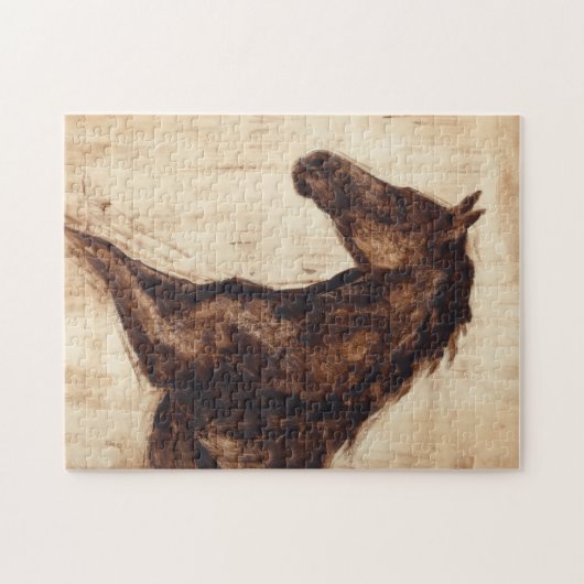 Profiel van bruine wilde paarden legpuzzel (Horizontaal)